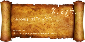 Kaposy Árpád névjegykártya