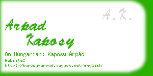 arpad kaposy business card
