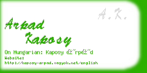 arpad kaposy business card